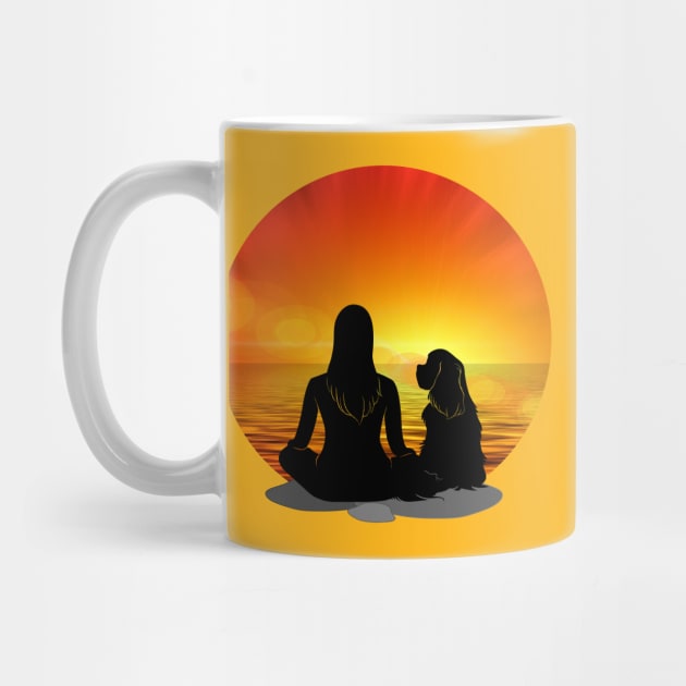 Cavalier King Charles Spaniel Beach Sunset Silhouette by Cavalier Gifts